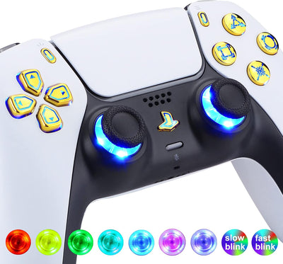 eXtremeRate 9 Modi 7 Farben DTF V3 LED Kit für ps5 Controller Ersatz Leuchttaste D-Pad Thumbsticks S
