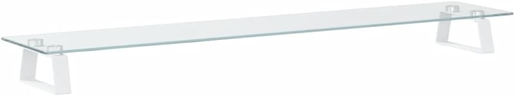 vidaXL Monitorständer Weiss 100x20x8 cm Hartglas und Metall 100 x 20 x 8 cm Weiss, 100 x 20 x 8 cm W