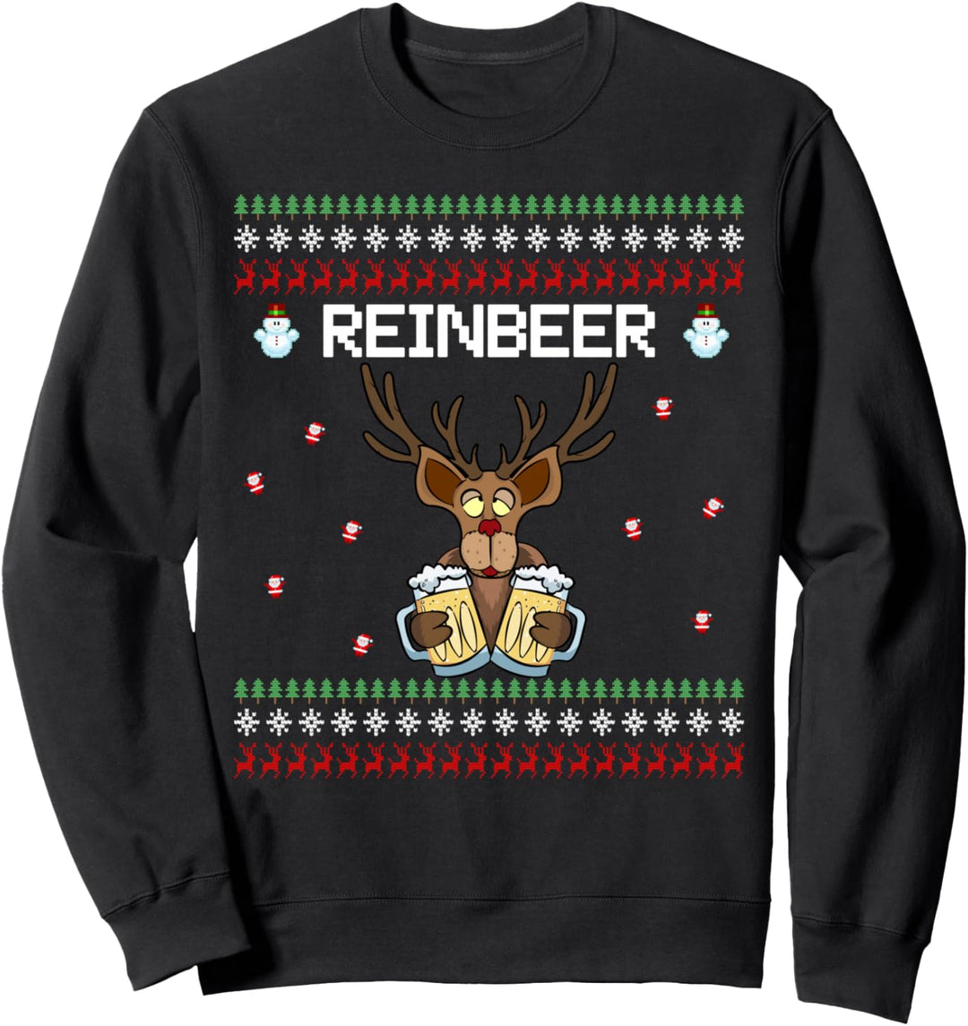reinbeer weihnachtsbierpullover lustiger hässlicher Sweatshirt