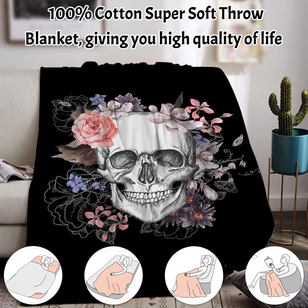 Halloween Decke Kuscheldecken Skelett Totenkopf Wohndecken Dicke Decke Winter warm Sofadecken Decke