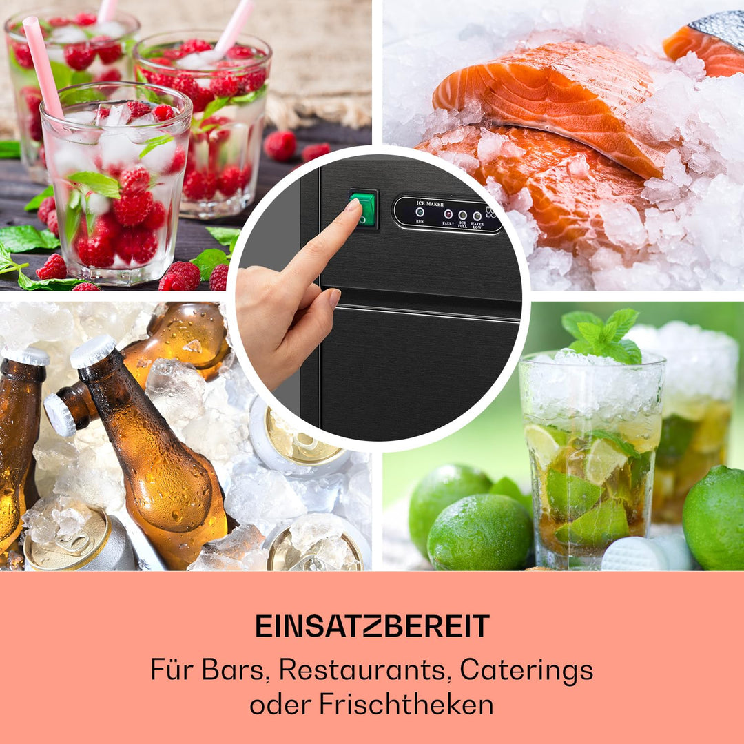 Klarstein Eiswürfelmaschine, Profi Ice Maker, Eiswürfelbereiter für Klare Eiswürfel, Eiswürfelmaschi