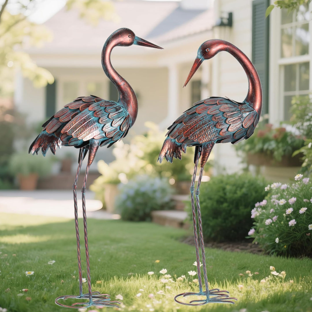 Kranich Gartenstatuen Outdoor Metall Reiher Hof Kunst Vogelskulptur für Rasen Terrasse grosse Grösse