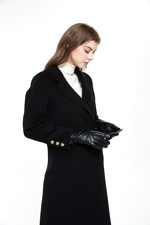 Damen Leder Handschuhe echtes Lammleder und mit Kaschmir Wolle gefütterte warme Winter Handschuhe X-