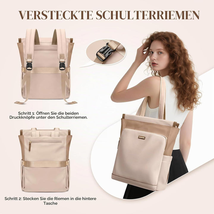 GOLF SUPAGS Convertible Laptop-Rucksack für Frauen Casual Daypack Notebook Tote Bag für Arbeit Hochs
