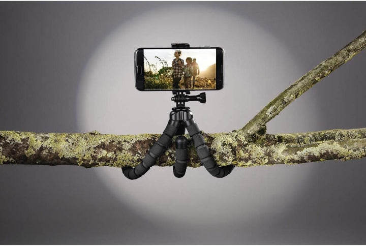 Hama Flex Dreibeinstativ 1/4 Zoll Arbeitshoehe=9-26cm Schwarz Fuer Smartphones und GoPro 4613 Schwar