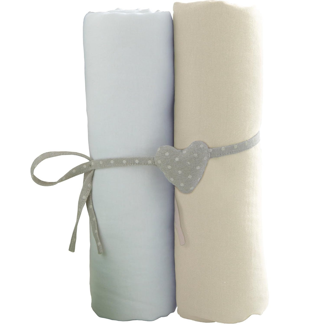 BabyCalin - 2er Set Spannbettlaken Weiss/Ecru 60x120x15 cm Ecru/Weiss 60x120 cm (2er Pack), Ecru/Wei