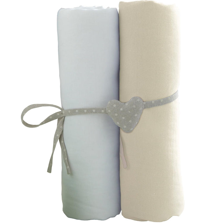 BabyCalin - 2er Set Spannbettlaken Weiss/Ecru 60x120x15 cm Ecru/Weiss 60x120 cm (2er Pack), Ecru/Wei