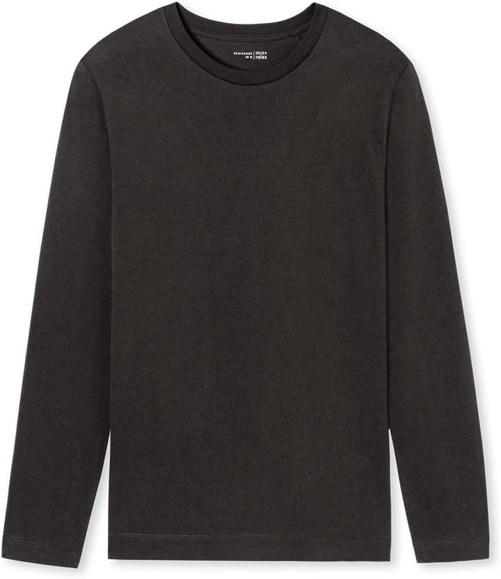 Schiesser Herren Langarmshirt Rundhals Pyjamaoberteil 48 Dunkelbraun, 48 Dunkelbraun