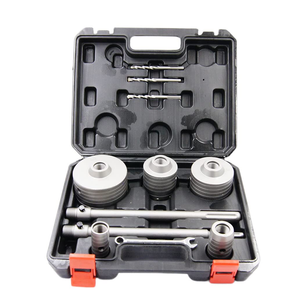 Betonbohrer-Set 11Stk, LAIWEI Lochfräser 30mm, 40mm, 65mm, 80mm, 100mm. mit 3 SDS-Bits und 2 x 300mm
