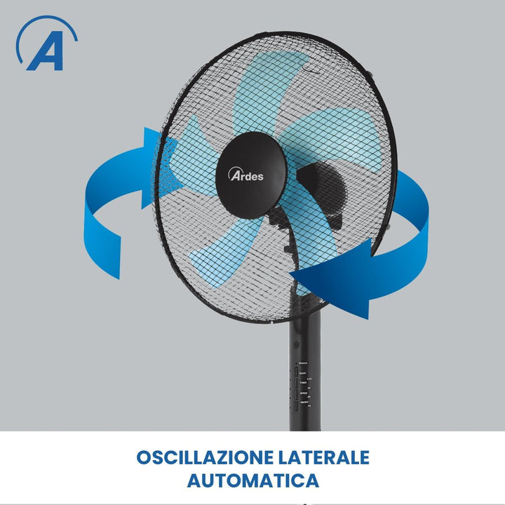Ardes - AR5ST40PNR Standventilator mit Fernbedienung STEELO 40PNR - Basis 40 cm Oszillierend mit ver