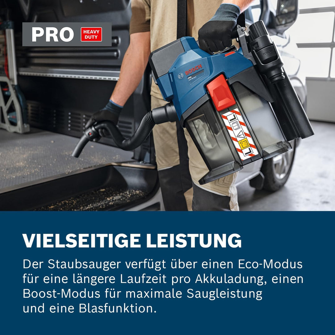 Bosch PRO 18V System Akku-Staubsauger GAS18V-6LS (inkl. flexiblem Schlauch, Winkelrohr, Fugendüse, B