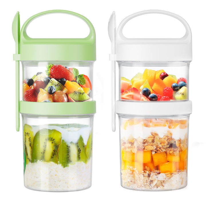 Luxear Müslibecher to Go, Grösser Joghurtbecher to go, Doppelschicht Müslibecher mit Löffel für Früh
