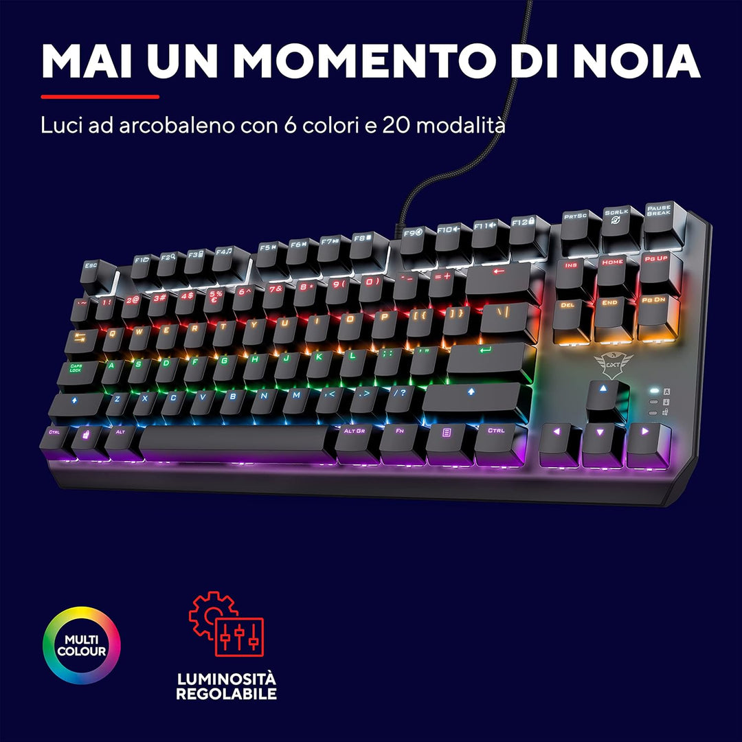 Trust Gaming GXT 834 Callaz TKL Mechanische Tastatur, Italienisches QWERTY-Layout, Outemu Mechanisch