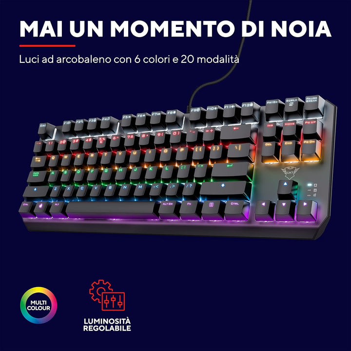 Trust Gaming GXT 834 Callaz TKL Mechanische Tastatur, Italienisches QWERTY-Layout, Outemu Mechanisch