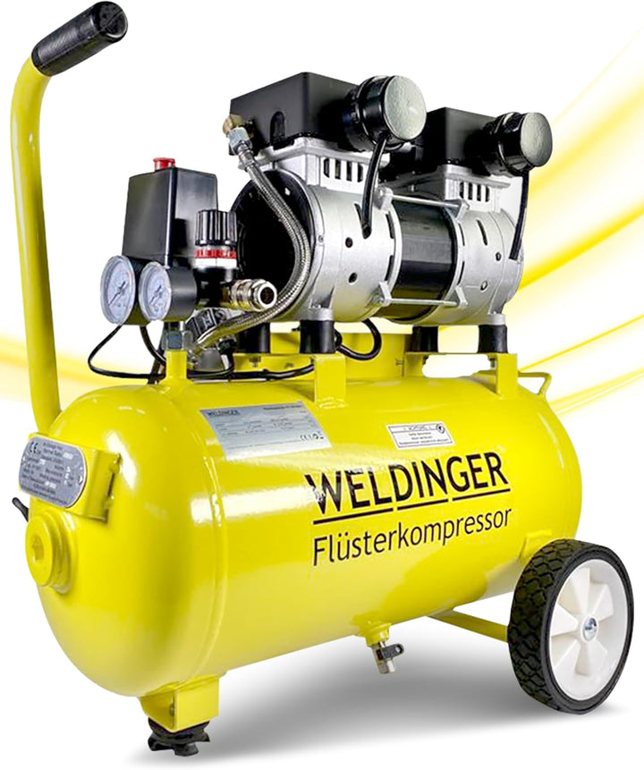 WELDINGER Flüsterkompressor FK 120 turbo pro 1500 W Luftabgabe 150 l/min ölfrei innenbeschichteter T
