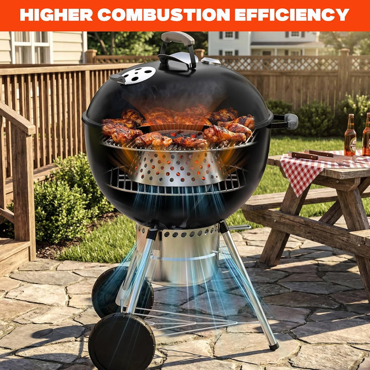 onlyfire Edelstahl Holzkohlekorb mit Hohlen Löchern für Weber 57/67CM Kugelgrill und Weber WSM Koche