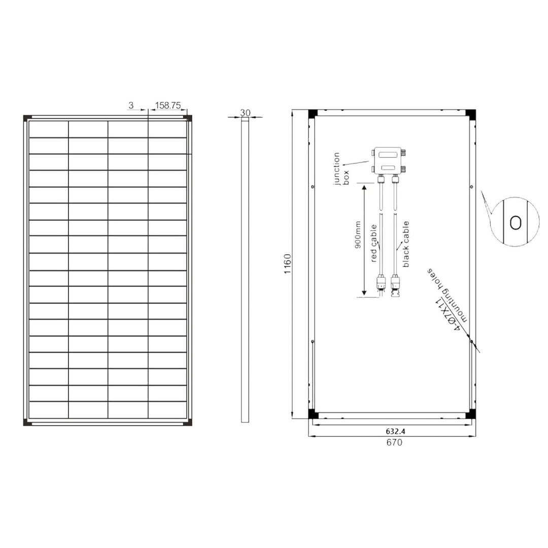 enjoy solar® 150W 36V Monokristallines Solarmodul, PERC 9BB - Solarpanel ideal für Wohnmobil, Balkon