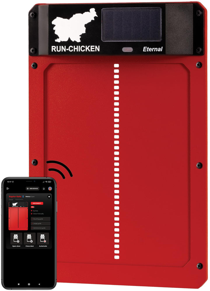Run-Chicken Tür (rot) Solar Hühnerstall Tür, batteriebetriebene automatische Hühnerstalltür, program