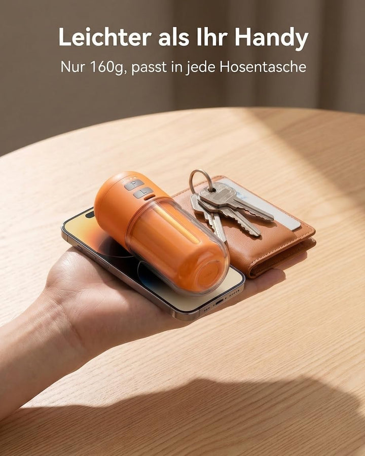 Elektrische Luftpumpe Akku, 4000 Pa Mini Luftpumpe 430 L/min, Tragbare Air Pump mit 5 Düsen & LED-Li
