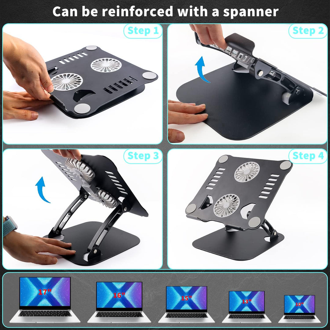 Laptop Ständer Höhenverstellbar mit RGB Lüfter, Faltbarer Stand aus Aluminiumlegierung, Belüfteter L