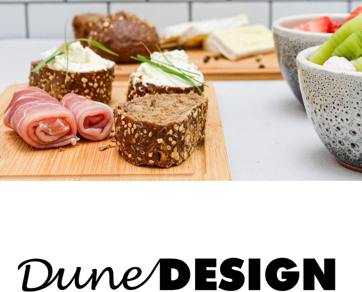 DuneDesign Frühstücksbrettchen Holz 6er Set - Bambus Holzbrett 22x15 cm für Küche & Frühstück - stab