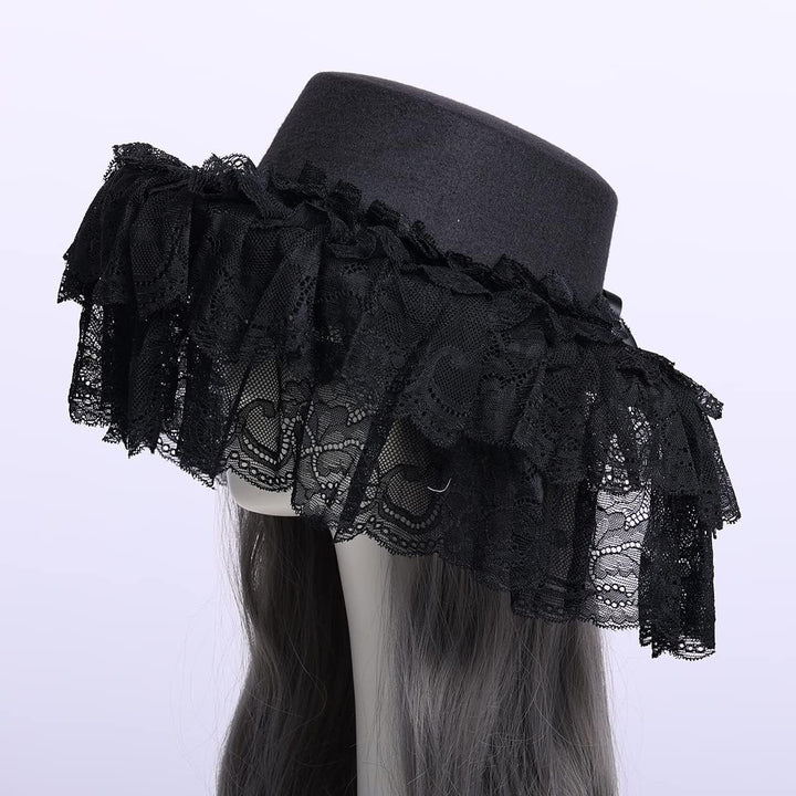 COSDREAMER Viktorianischer Hut für Damen, Gothic-Stil (Schwarz 1), Schwarz 1