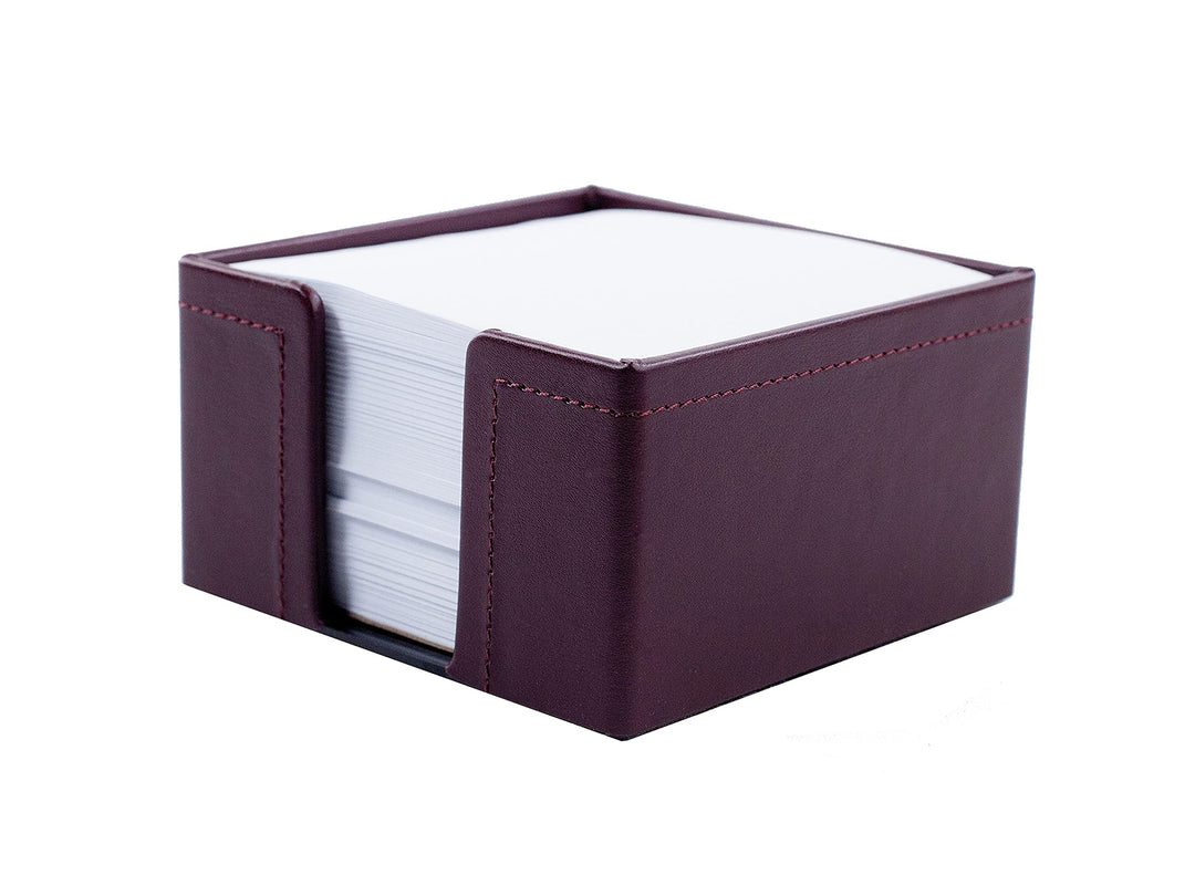 DELMON VARONE - Zettelkasten aus veganem Kunstleder Weinrot - Zettelbox inkl. 500 Blatt Papier - Not