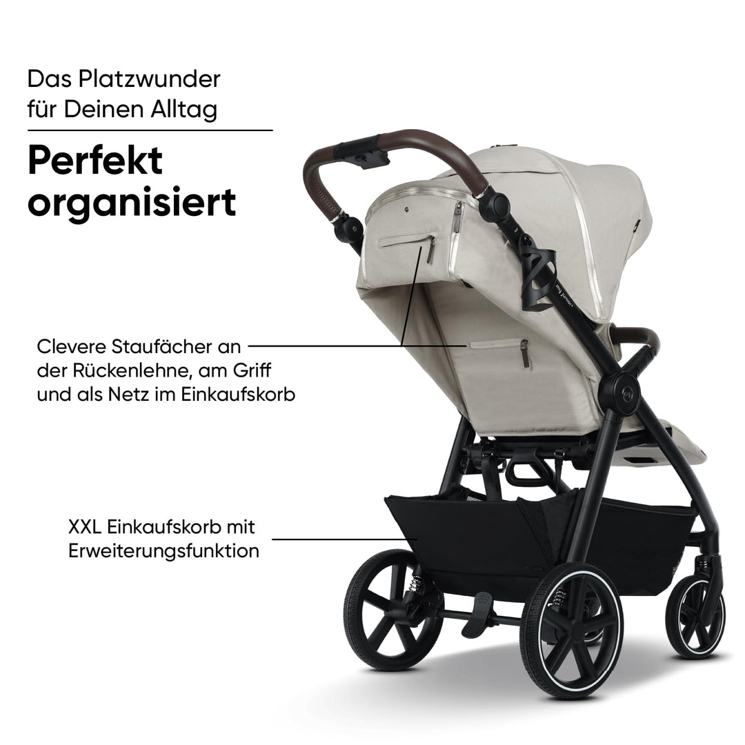 my junior® PLIA² | grosser Komfortbuggy mit Luftkammerreifen, Einhand-Faltmechanismus, einstellbare