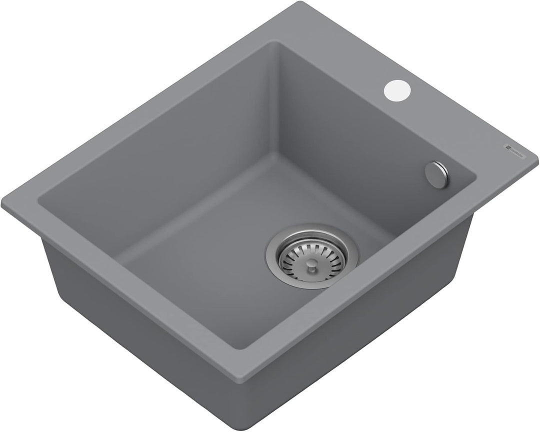 GRANMASTER Ivo Spülbecken Küche - mit 1 Becken - Granitspüle mit Siphon Waschbecken Küche - Einbausp