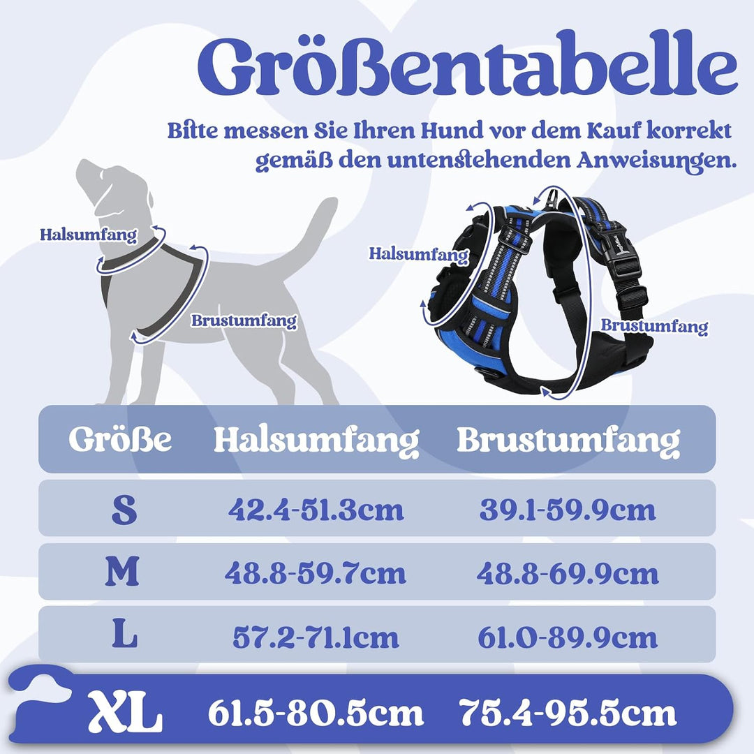 rabbitgoo Hundegeschirr Grosse Hunde, Verstellbare Geschirr Hund ohne Zug &amp; Würgen, Anti Zug Hundege