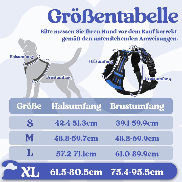 rabbitgoo Hundegeschirr Grosse Hunde, Verstellbare Geschirr Hund ohne Zug &amp; Würgen, Anti Zug Hundege
