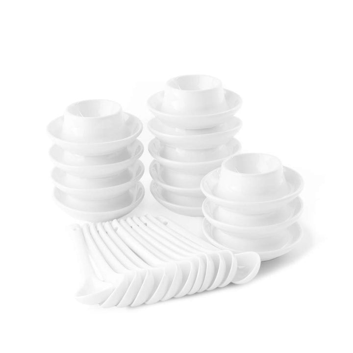 Holst Porzellan Porzellan Eierbecher-Set mit Ablage & Löffel 24-TLG, 12 Eier Eco+Löffel 12 Eier, Eco