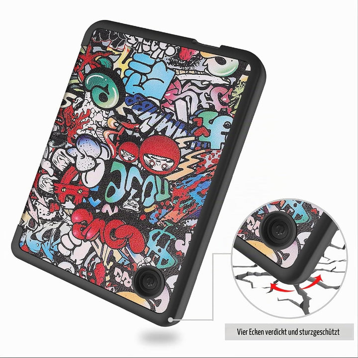 GIOPUEY Hülle Kompatibel mit Tolino Shine Color/Shine 5 2024, Flip Case, PU Leder + Weiches TPU Hüll