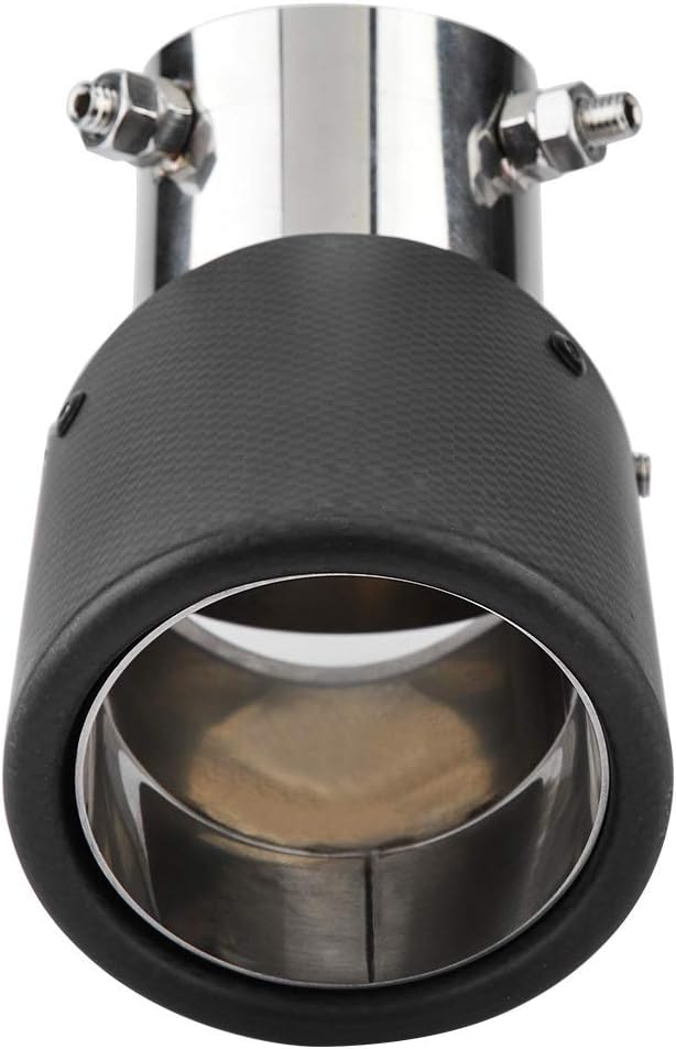 VOBOR Universell Auto Auspuffblenden,Schwarz 40-54mm Carbon Verstellbar Einzelauslass Auspuffblende,