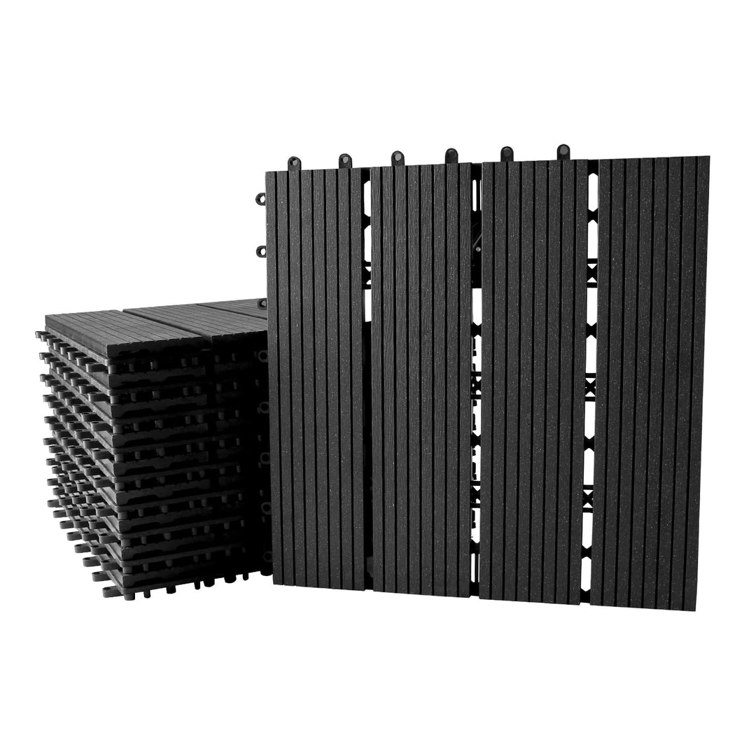 Gimisgu WPC Terrassenfliesen Holzoptik, Balkonfliesen Klicksystem Terrassendielen Klickfliese Kunsts
