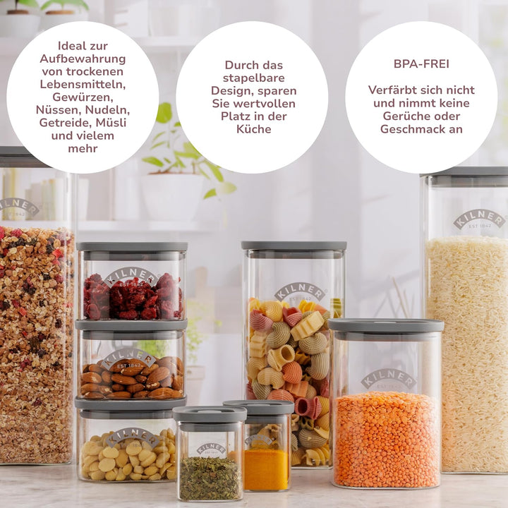 Kilner 3 Liter Müsli-Spender aus Glas | Vorratsdose mit luftdichtem Glas & Silikondeckel | Ausgiesst