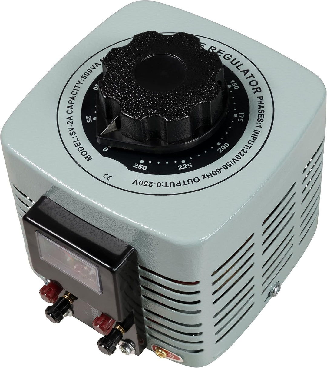 MC POWER - Ringkern-Stelltrafo | V-2000 | Ring Trafo regelbar 0-250V, 2A, 500 Watt, Regeltrafo NICHT