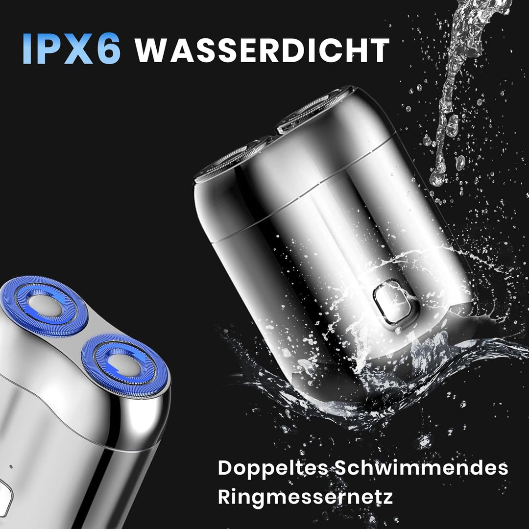 Rasierer Herren Elektrisch, 2025 Neu Mini Portable Electric Shaver, IPX7 Wasserdicht Mini Trockenras