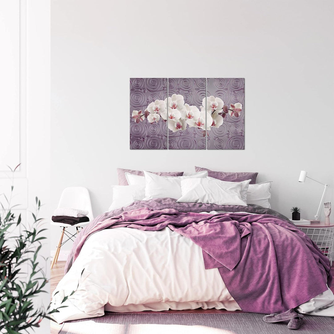 Runa Art Wandbilder Blumen Orchidee Bild XXL Wohnzimmer Schlafzimmer Violett Lila Abstrakt 120 x 80