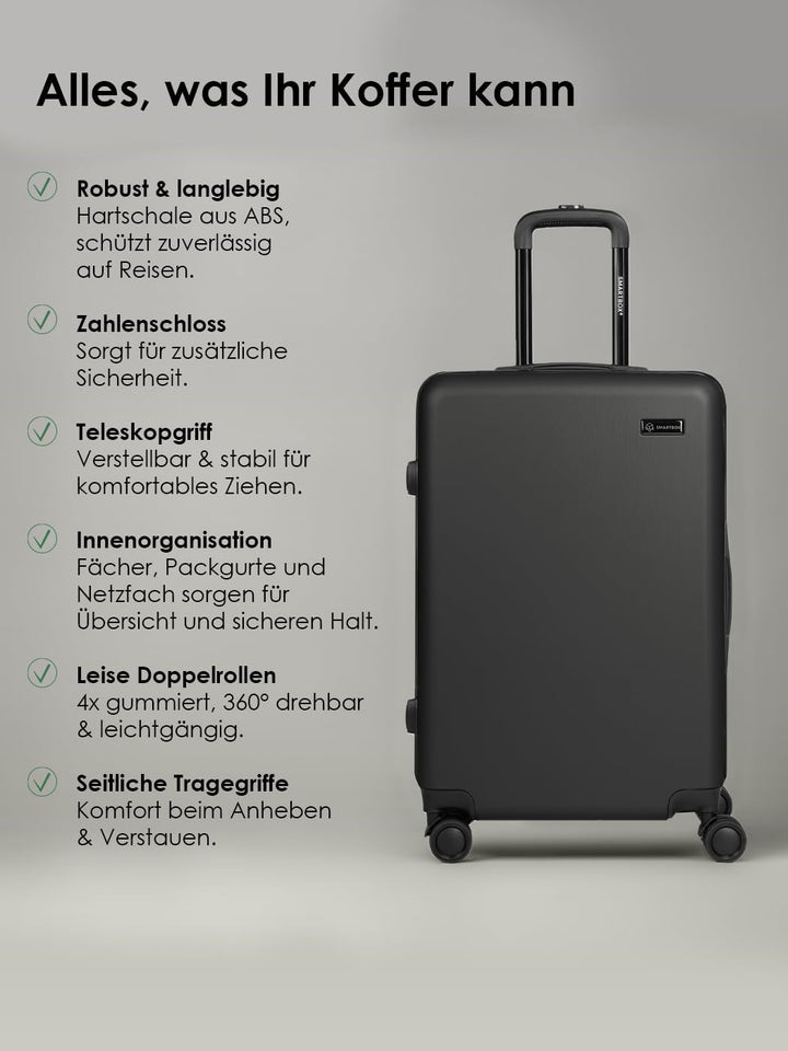 Smartbox Hartschalen Check-in Koffer für Damen & Herren | Mittelgrosser M Trolley 43 x 27 x 66 cm au
