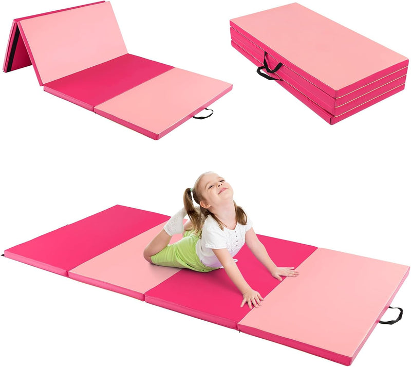 COSTWAY Weichbodenmatte klappbar, Gymnastikmatte tragbar, Yogamatte Turnmatte Klappmatte Fitnessmatt