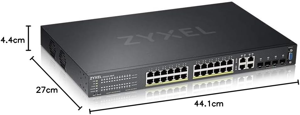 Zyxel Gigabit Ethernet Layer 2 Managed PoE+ Switch mit 24 Ports, einem Budget von 375 W, vier Gigabi