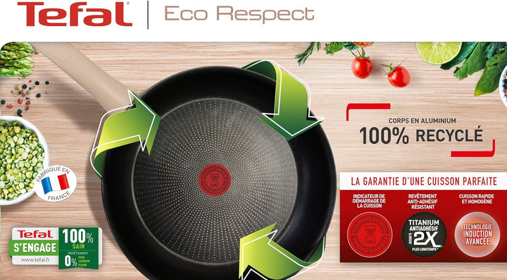 Tefal TEFALECO-RESPECT Schmorpfanne, 24 cm, mit Deckel, Antihaftbeschichtung, Induktion G2543202