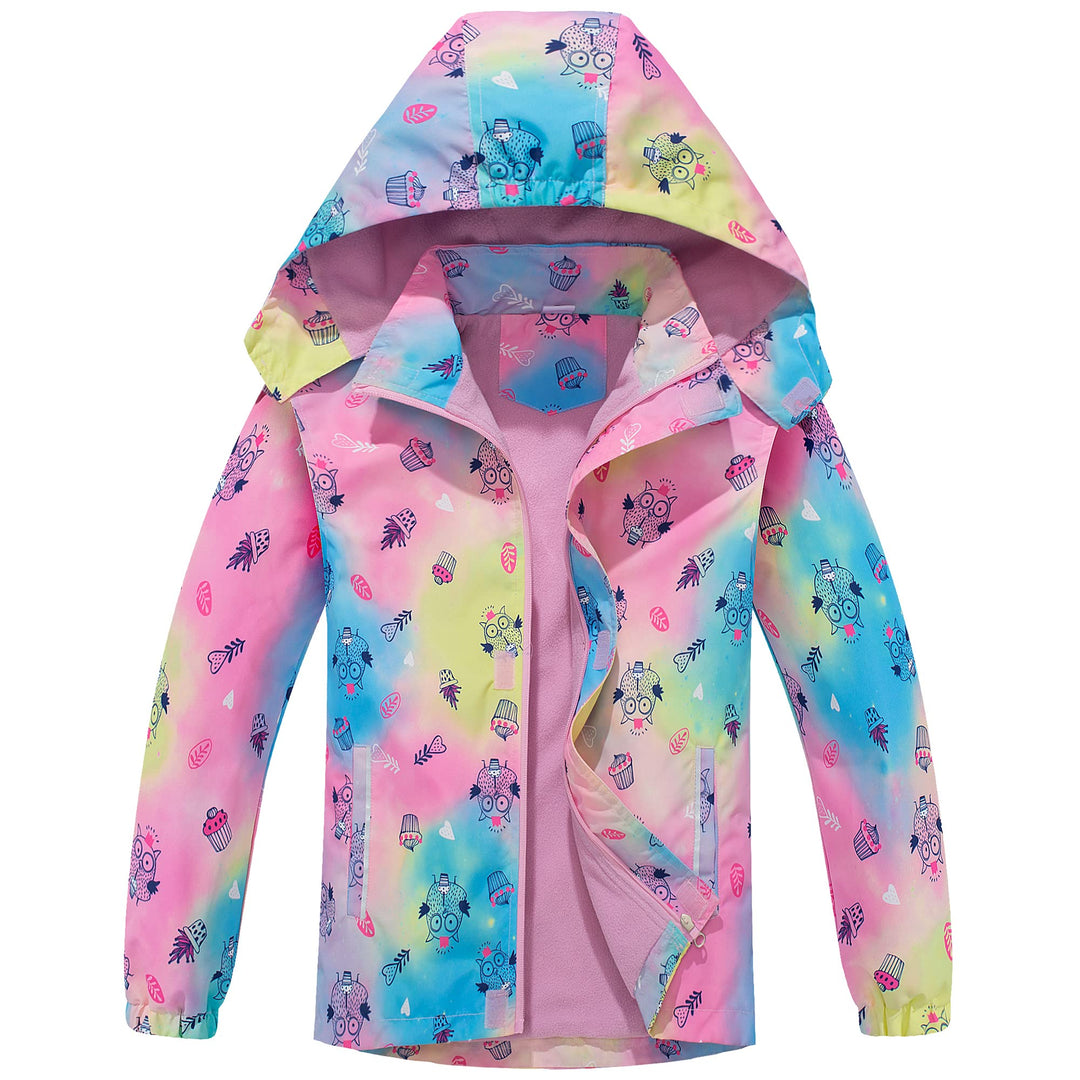 Mädchen Regenjacke - Regenmantel mit Kapuze Outdoor Wasserdichte Jacke Kinder Softshelljacke Übergan