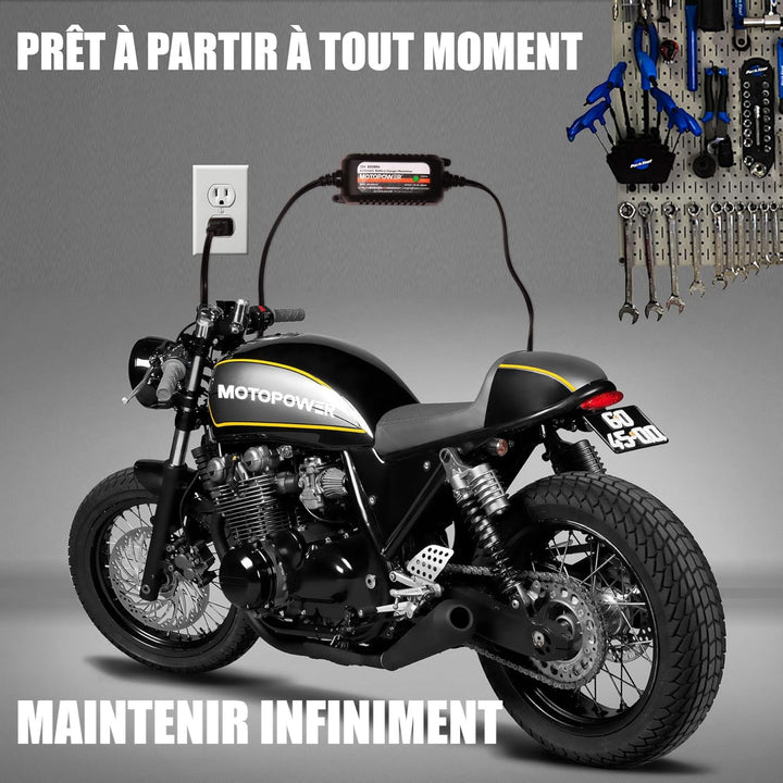 MOTOPOWER MP00205C 12V 800mA Automatisches Ladegerät/Maintainer für Autos, Motorräder, ATVs, Wohnmob