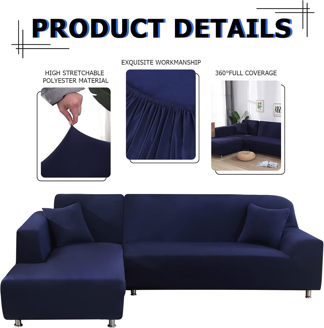 Lydevo Sofabezug Ecksofa L Form Sofa Überwürfe Stretch Sofabezug L Form Rechts oder Links mit Zwei K