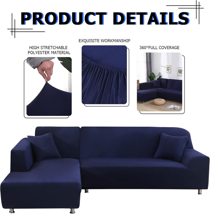 Lydevo Sofabezug Ecksofa L Form Sofa Überwürfe Stretch Sofabezug L Form Rechts oder Links mit Zwei K