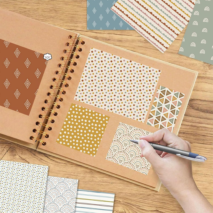 Scrapbook Papier 48 Blat Boho Motivpapier, 15,2 x 15,2 cm Einseitiges Muster Bastelpapier Vintage De