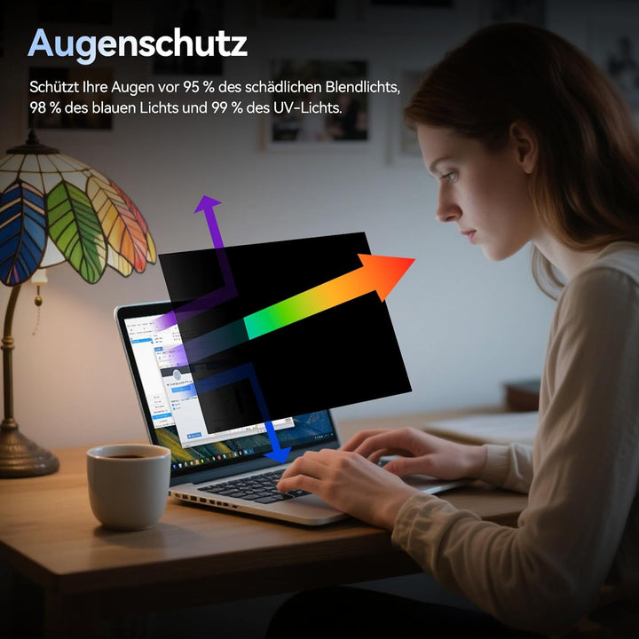 Protescreen 360° Laptop Sichtschutz 13.3 Zoll, Anti Blaulicht Blendschutz Displayschutz, 4 Wege Blic