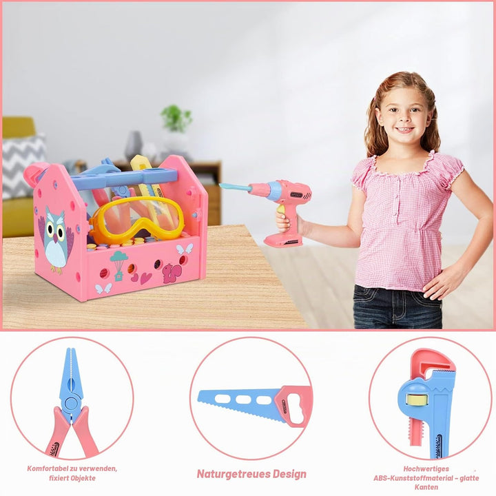 Werkzeugkoffer Kinder Werkzeug Set,Gifts2U Kinderspielzeug Spielzeugbohrer Baukappe Schutzbrille Wer